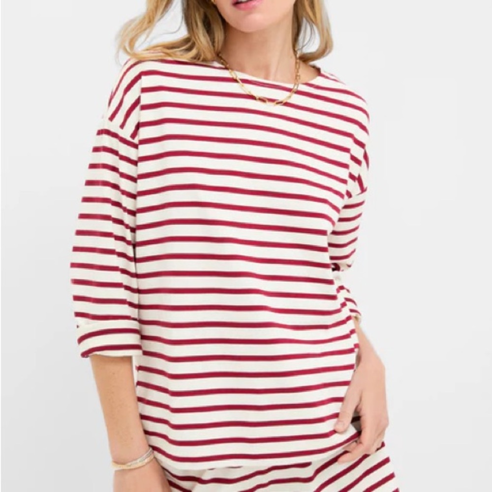 Tuckernuck Striped Red and White Women's Top